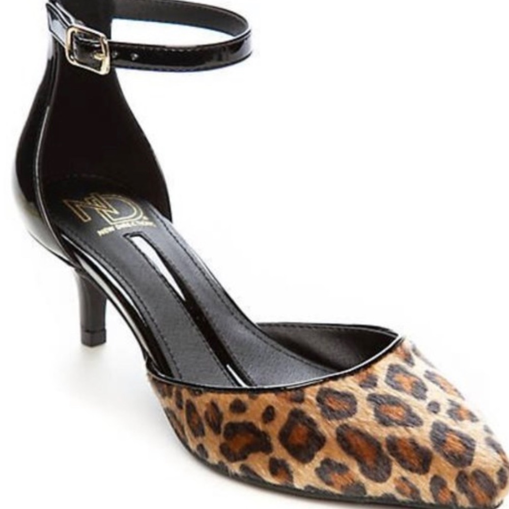 Leopard Print Faux Fur Kitten Heels Sz 7.5